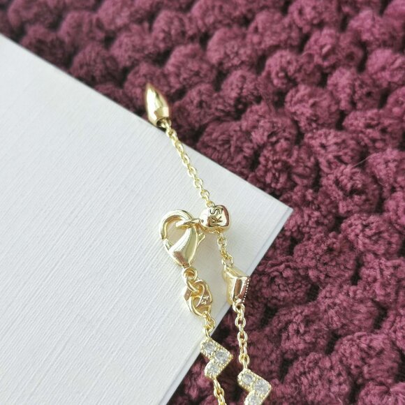 Kendra Scott Gold White Crystal Haven Heart Chain Bracelet NEW - Picture 3 of 3